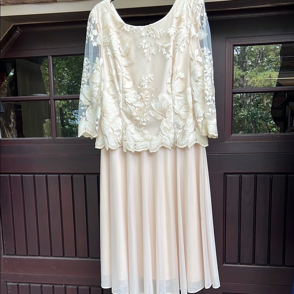 Alex Evenings Cream Floral Lace Midi Dress